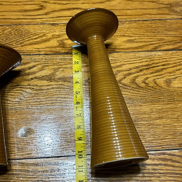 Brown Ceramic candle sticks.  Good condition. - Picture 7 of 11